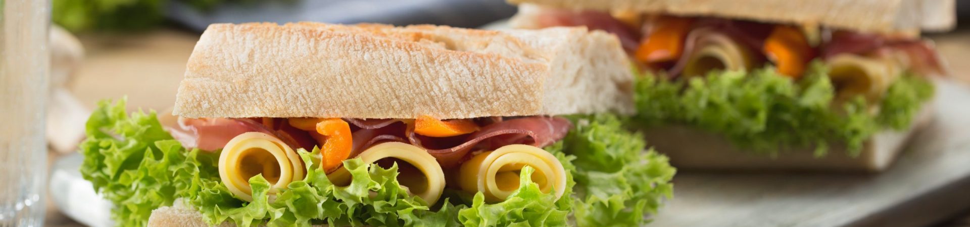 Sandwiches arranged for a catered gathering